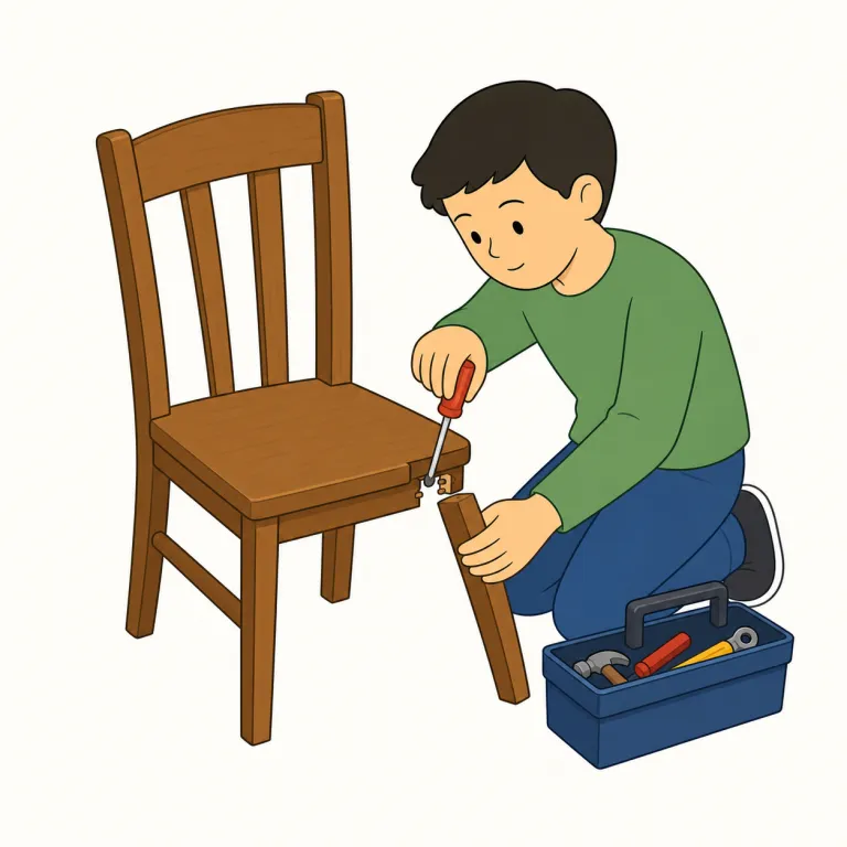 repair（修理・動詞）の覚え方イラスト — まずはやさしい fix を基準にすると覚えやすいです