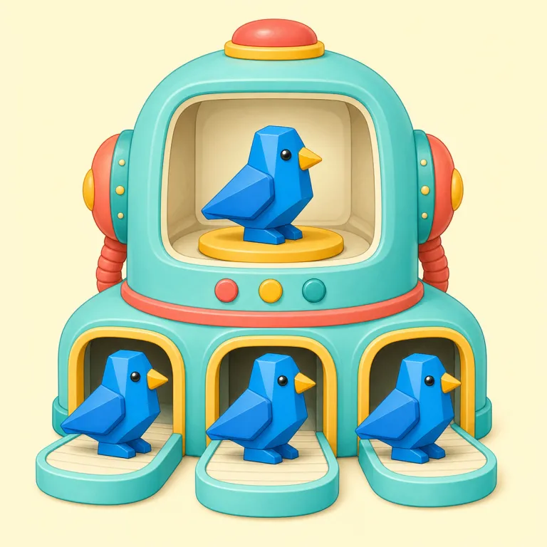 replicator（複製装置、自己複製するもの・名詞）の覚え方イラスト — replicator は replicate（複製する）が分かれば取りやすい名詞形で、語尾の -or も actor, projector と同じく「〜するもの」