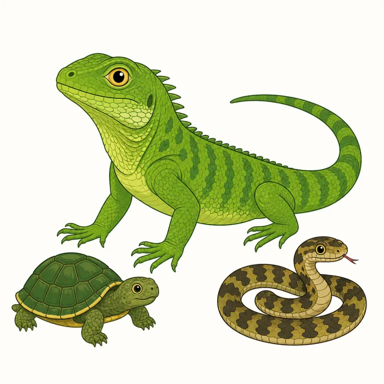 reptile（爬虫類・名詞）の覚え方イラスト — reptile は「ヘビ・トカゲ・カメ・ワニをまとめる上位語」として覚えると定着しやすいです