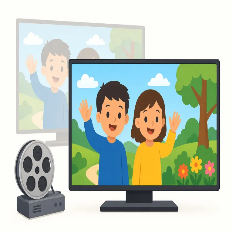 rerun（再放送、再実行・名詞）の覚え方イラスト — まず re- は「もう一度」、run はここでは「走る」より「番組・機械・処理を動かす／流す」と捉えると覚えやすいです