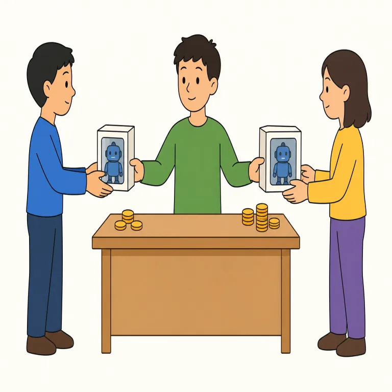 resell（転売する・動詞）の覚え方イラスト — resell は sell「売る」が見えれば核の意味はすぐ取れます