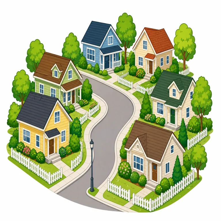 residential（住宅地の・adjective）の覚え方イラスト