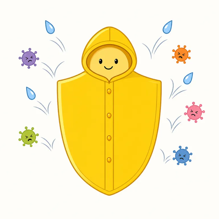 resistant（耐性のある・形容詞）の覚え方イラスト — この resistant は、人が反抗する意味ではなく、病気・薬・水・熱・害虫などの外からの作用を受けにくい性質を表します