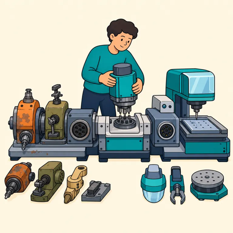 retool（再調整・動詞）の覚え方イラスト — tool「道具・手段」がわかれば、retool は re-「もう一度」を足して「道具立てを組み直す」と捉えると覚えやすいです
