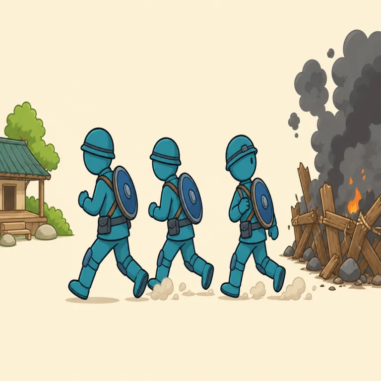 retreat（撤退・noun）の覚え方イラスト