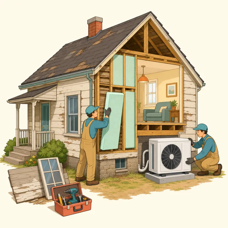 retrofitting（後付け改修・名詞）の覚え方イラスト — retrofit を知っていると覚えやすい語です