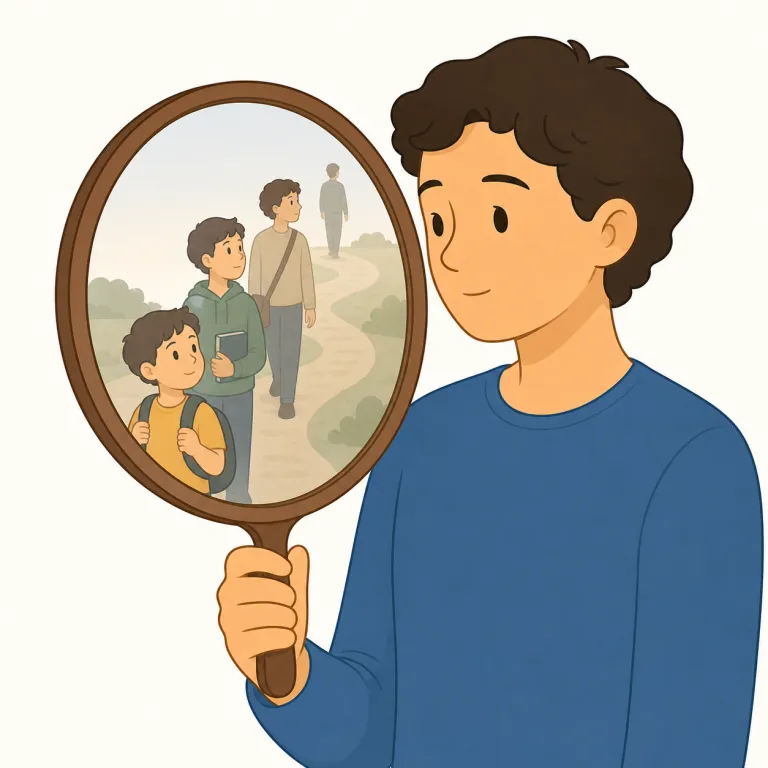 retrospectively（振り返ってみると・副詞）の覚え方イラスト — まず retrospect を塊で覚えると楽です