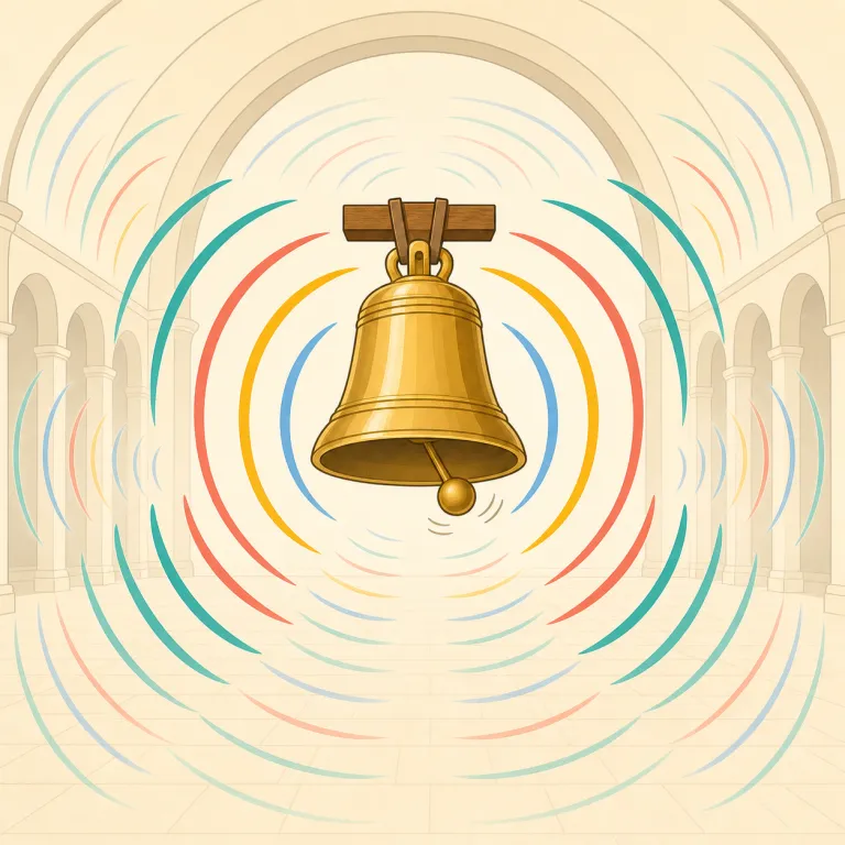 reverberating（反響する・動詞）の覚え方イラスト — まずはより基本の echoing を足場にすると覚えやすいです