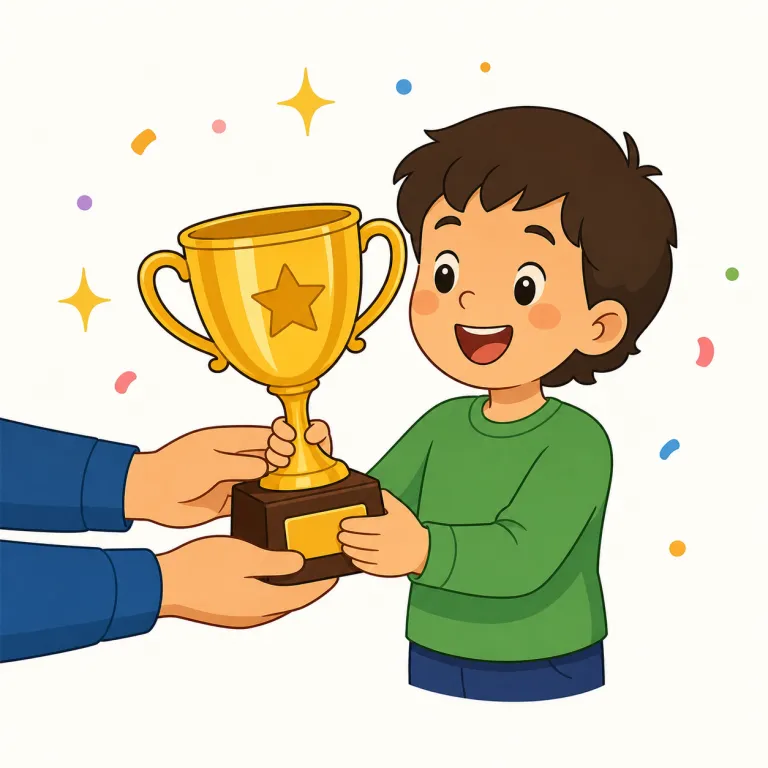 reward（報酬・名詞）の覚え方イラスト — reward の名詞は「何かをしたあとに返ってくるよいもの」と捉えると覚えやすいです