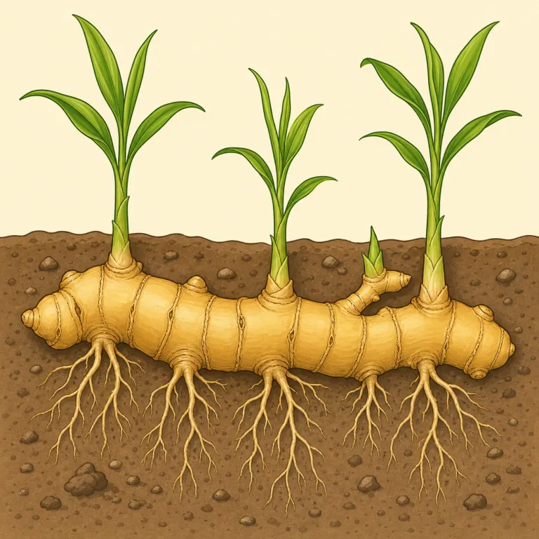 rhizome（根茎・名詞）の覚え方イラスト — 植物語彙では、root が「根」、stem が「茎」