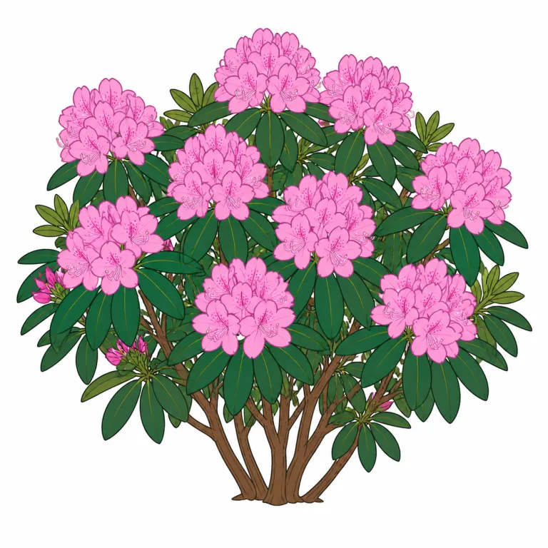 rhododendron（シャクナゲ・noun）の覚え方イラスト