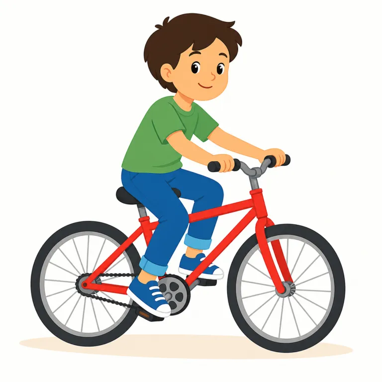 ride（乗る・動詞）の覚え方イラスト — 動詞の ride は、体が乗り物や動物に支えられ、その上で移動している場面を思い浮かべると覚えやすいです