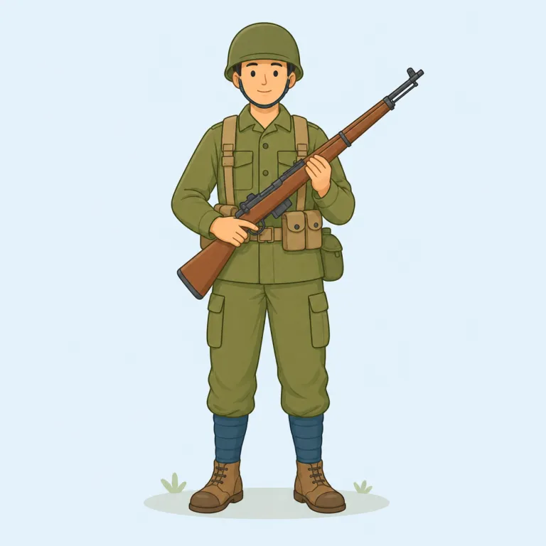 rifleman（射撃兵・名詞）の覚え方イラスト — `rifleman` は `rifle + man` とそのまま切ると覚えやすい語です