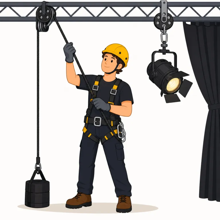 rigger（索具師・舞台係・名詞）の覚え方イラスト — まず rig を「装備を組む・取り付ける」という基本動詞で押さえる