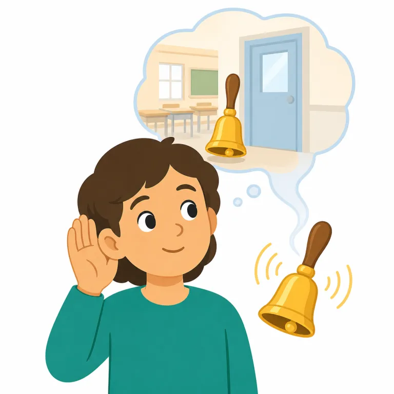 ring a bell（聞き覚えがある・イディオム）の覚え方イラスト — bell は知っている「ベル」、ring は「鳴る」