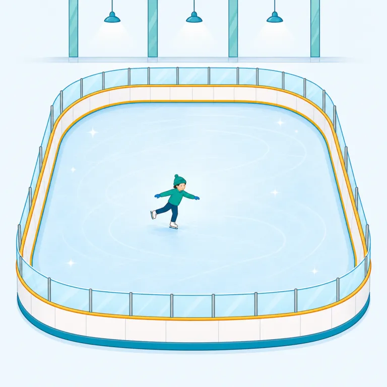 rink（リンク・名詞）の覚え方イラスト — rink は skate と結び付けて skating rink（スケートリンク）で覚えるのが実用的