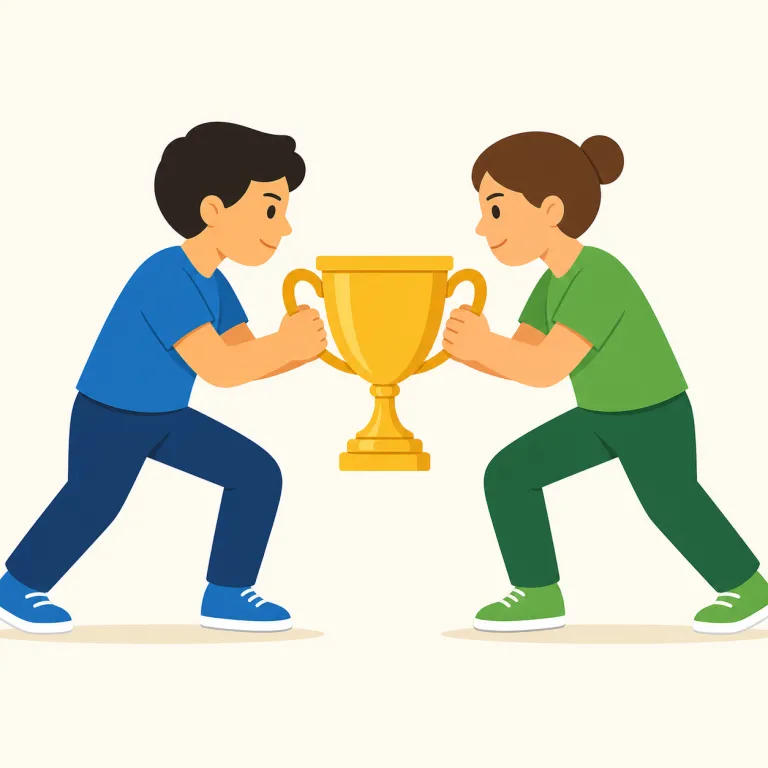 rivaling（競い合う・動詞）の覚え方イラスト — rivaling は rival「ライバル、競争相手」から来ており、「張り合う、競い合う」と理解できます