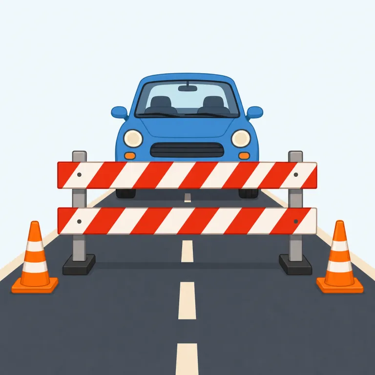 roadblock（道路遮断・名詞）の覚え方イラスト