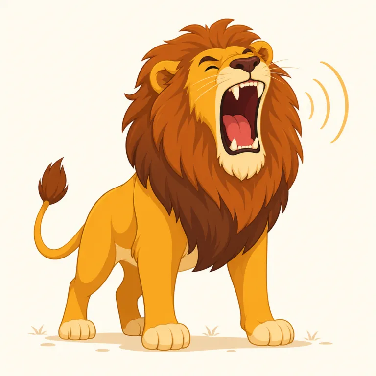 roar（ほえる・動詞）の覚え方イラスト — roar は「音を出す側の動き」に注目して覚えるとよい