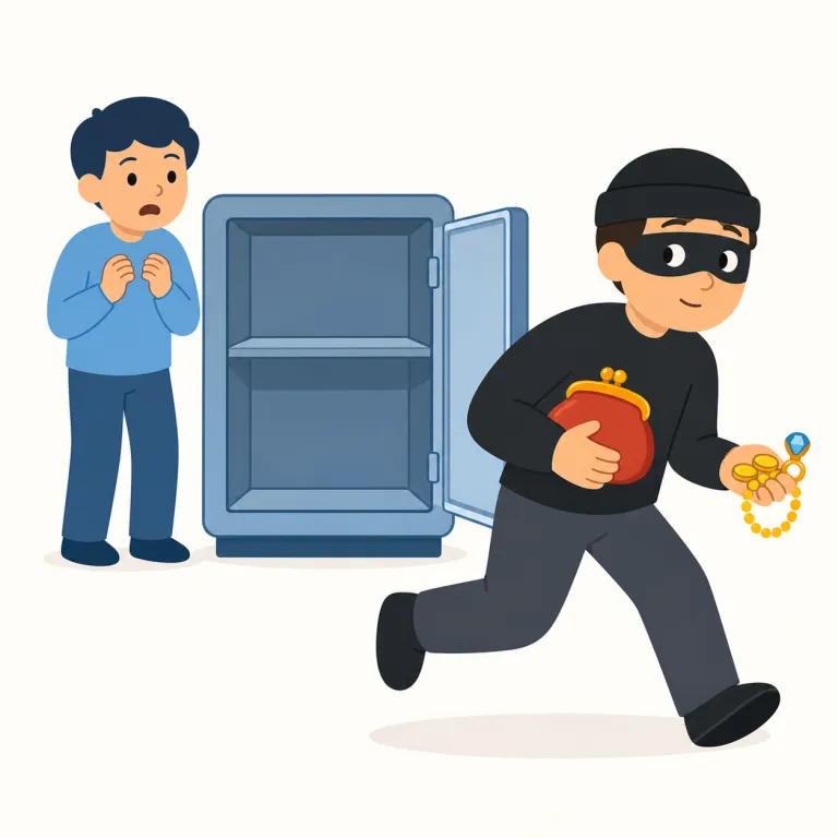 robbery（強盗・名詞）の覚え方イラスト — rob を知っていれば robbery は「奪うこと」という名詞だとつながる