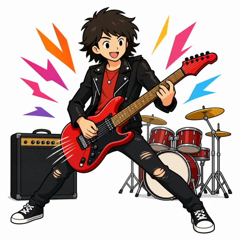 rock（ロック音楽・noun）の覚え方イラスト