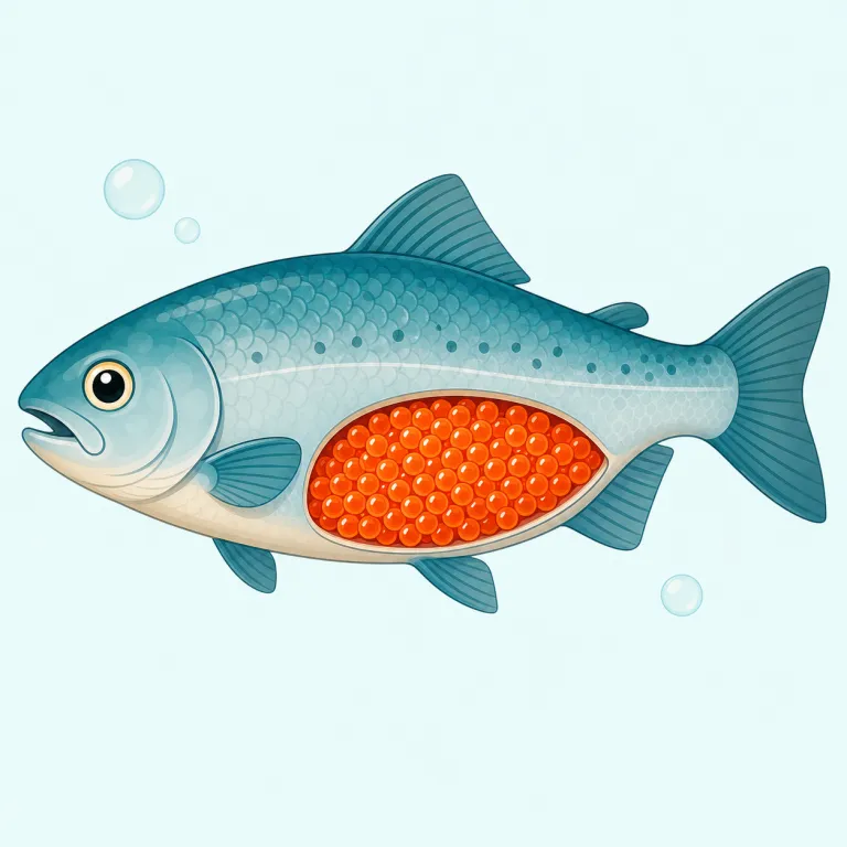 roe（魚卵・名詞）の覚え方イラスト — roe は食材名として fish roe（魚卵）の形で覚えると確実