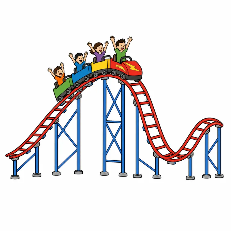 roller coaster（ジェットコースター・noun）の覚え方イラスト