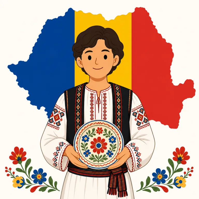 romanian（ルーマニアの、ルーマニア人の・形容詞）の覚え方イラスト — Romanian は Romania の形容詞形なので、まず国名 Romania とセットで固定すると覚えやすいです
