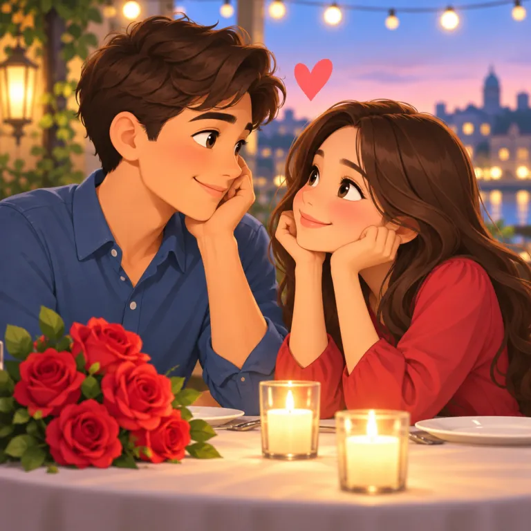 romantic（恋愛の・adjective）の覚え方イラスト