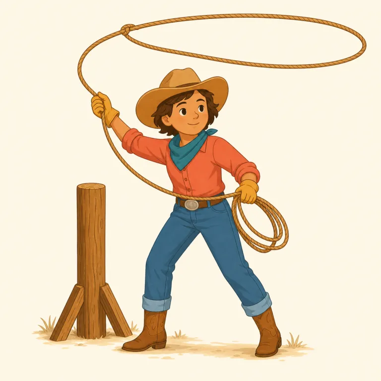 roper（投げ縄使い・名詞）の覚え方イラスト — まず `rope`「ロープ」を確実に思い出し、そこに「〜する人」の `-er` が付いて `roper` だと捉えると覚えやすいです