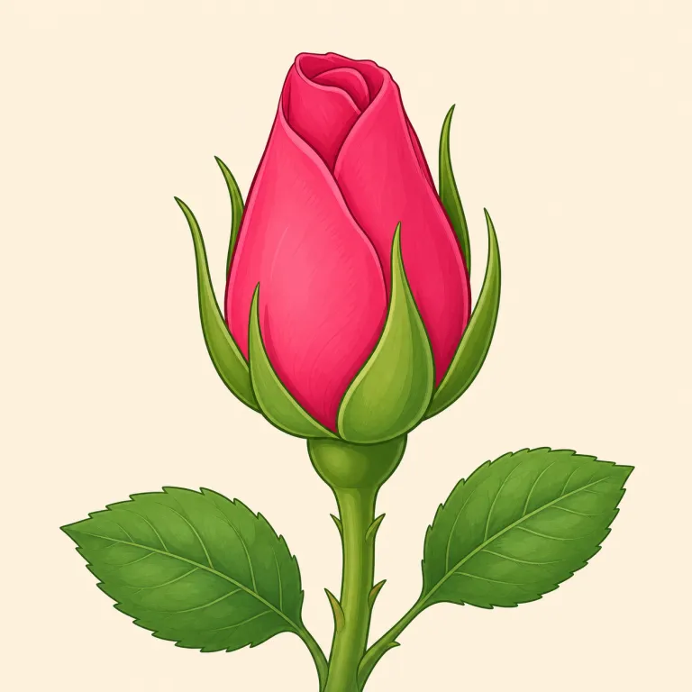rosebud（バラのつぼみ・名詞）の覚え方イラスト — rosebud は、まず rose =「バラ」、bud =「つぼみ」をそのまま足して覚えるのが最短です