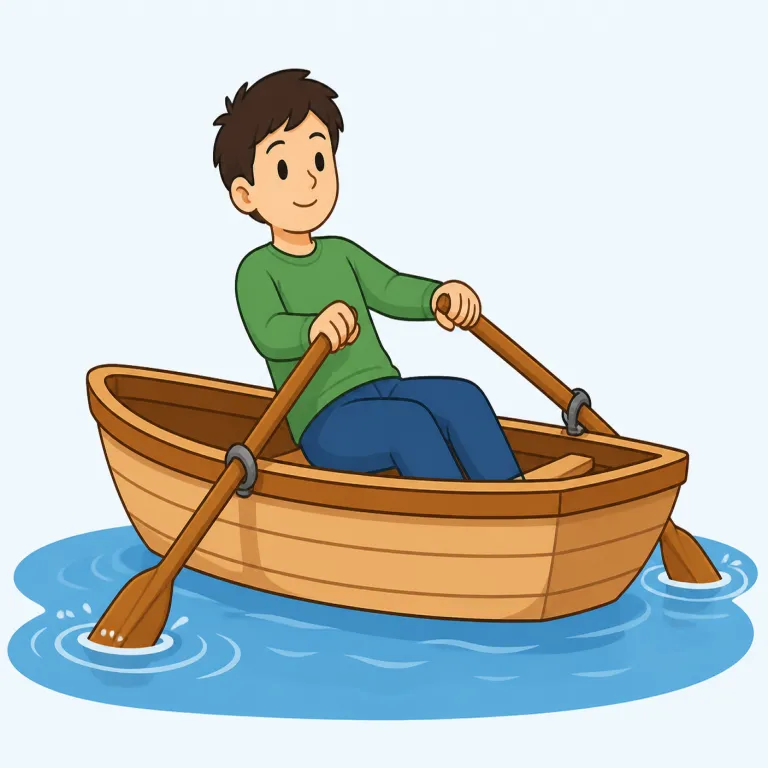 row（漕ぐ・verb）の覚え方イラスト