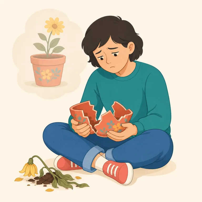rue（後悔する・名詞）の覚え方イラスト — rue は regret と同じく「後悔する」だが、日常会話では regret のほうが一般的で、rue はやや文語的