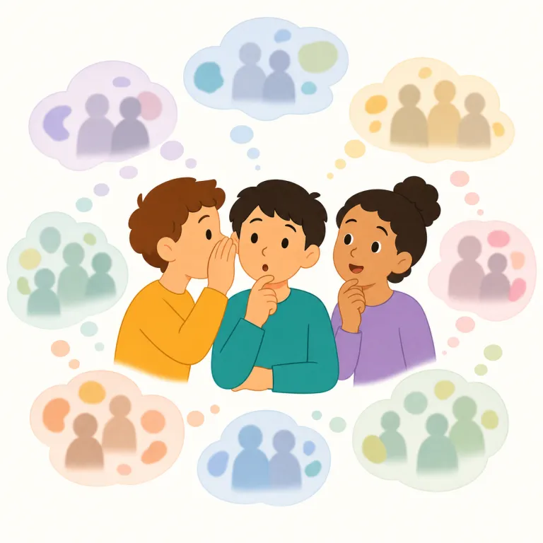 rumor has it that（噂によると・イディオム）の覚え方イラスト — まず「rumor＝うわさ」を核に覚え、「has it」は直訳せず“そう言われている”という定型としてまとめて記憶するとよいです