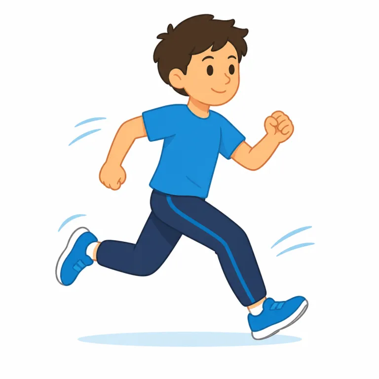 run（走る・動詞）の覚え方イラスト — run の「走る」は、人や動物が足を速く動かして地面の上を進む基本的な意味です
