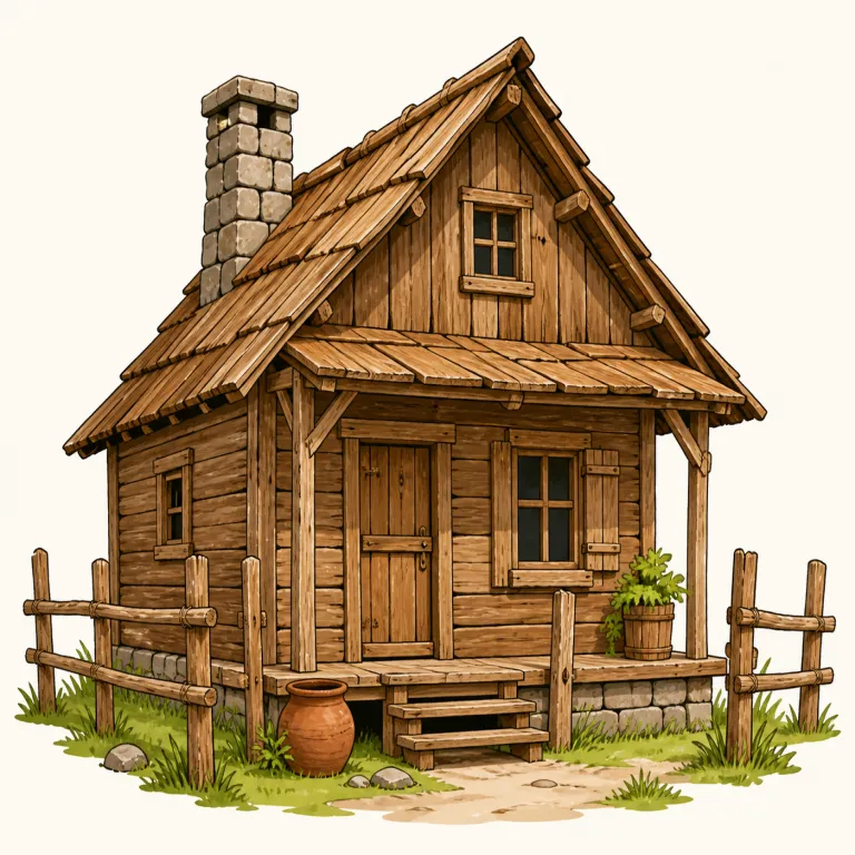 rustic（田舎風の・形容詞）の覚え方イラスト — こちらは rustic をインテリアや建物の「スタイル名」として押さえると使いやすいです