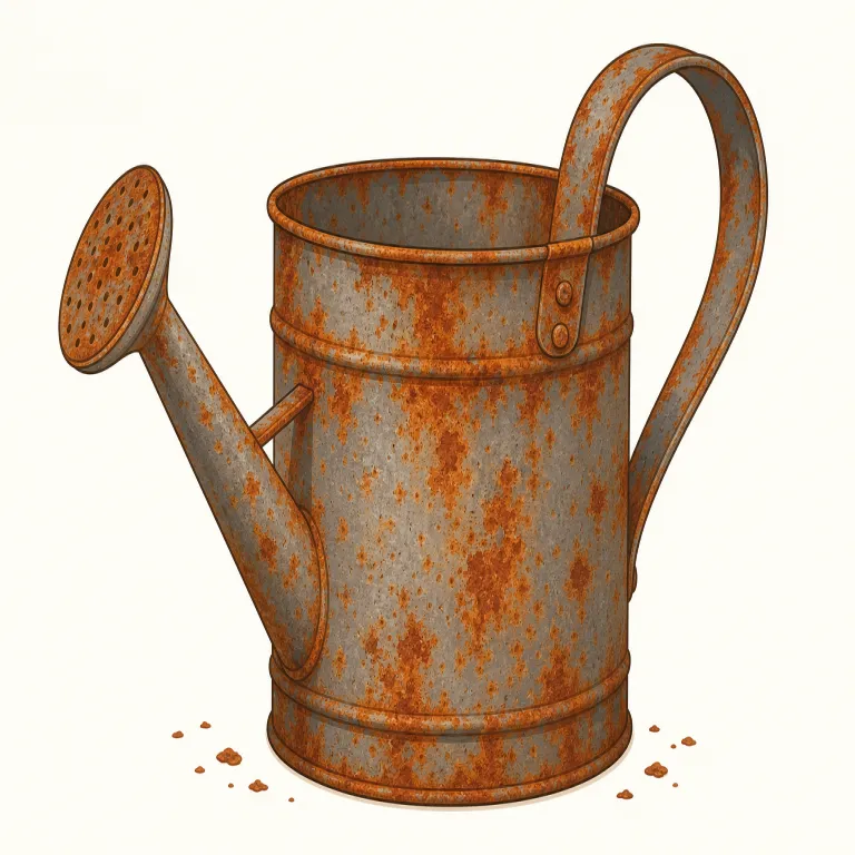 rusty（錆びた・形容詞）の覚え方イラスト — rusty の「錆びた」は rust「さび」から直接考えると覚えやすい形容詞です