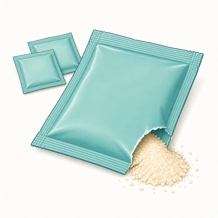 sachet（小袋・名詞）の覚え方イラスト — sachet はただの小袋ではなく、lavender sachet のように香りを入れて置く「香り袋」として覚えると、この語義に合います