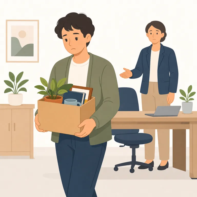 sack（解雇する・verb）の覚え方イラスト