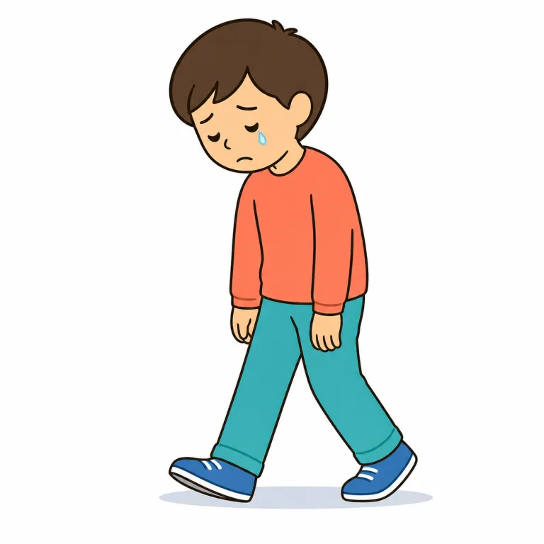 sadly（悲しそうに・adverb）の覚え方イラスト