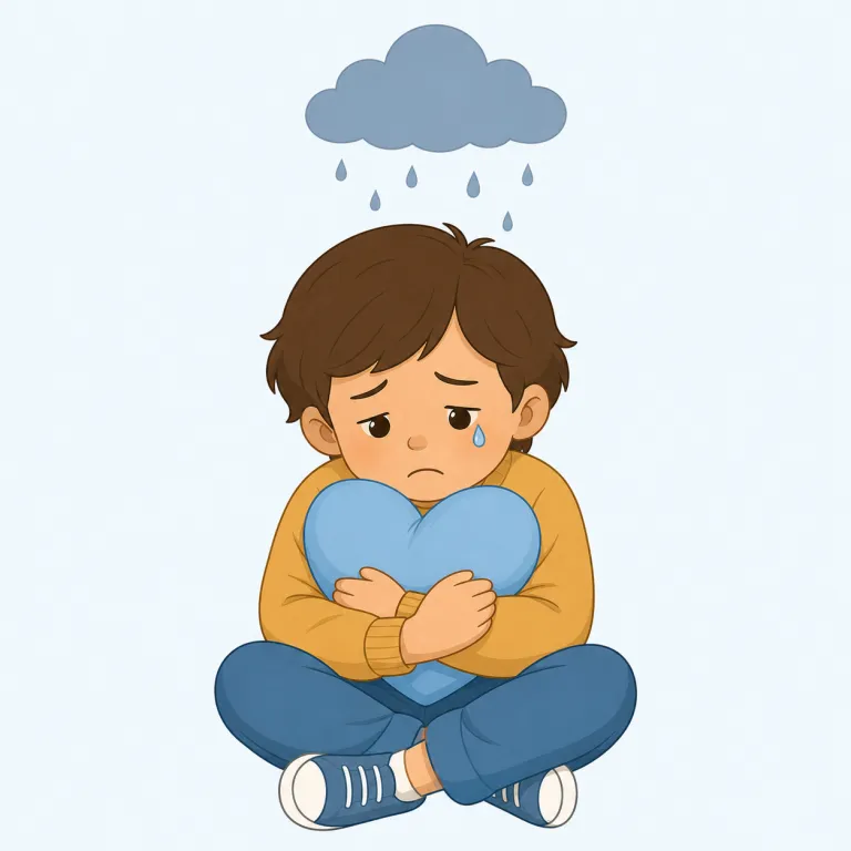 sadness（悲しみ・名詞）の覚え方イラスト — sad を知っていれば、「悲しい状態そのもの」を表す名詞が sadness