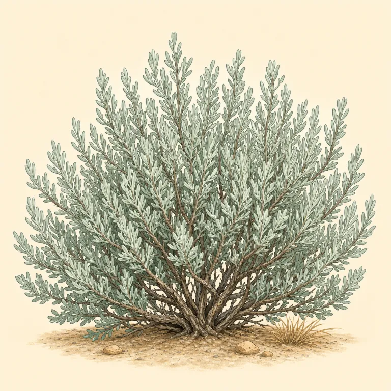 sagebrush（セージブラシ・名詞）の覚え方イラスト — sagebrush は sage と brush の組み合わせで覚えると自然です