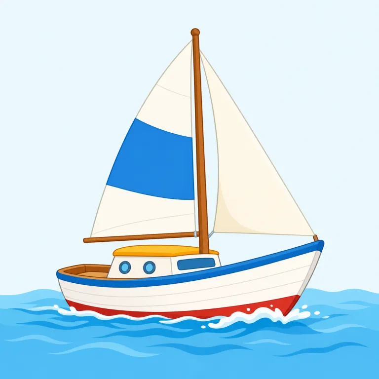 sail（帆・名詞）の覚え方イラスト — 名詞の sail は、船の上で風を受けてふくらむ大きな布を思い浮かべると定着します