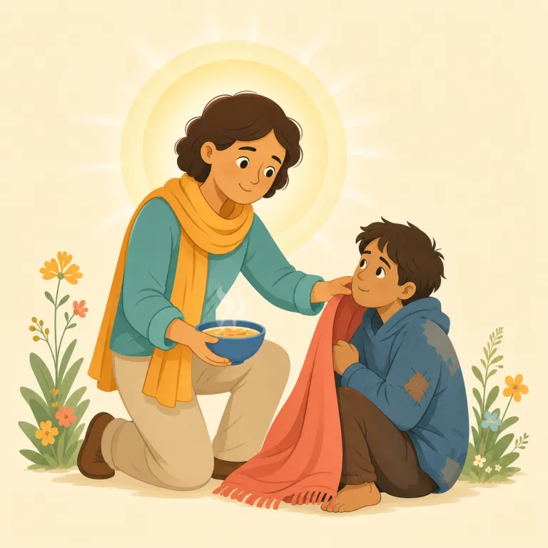 saintly（非常に善良な・形容詞）の覚え方イラスト — saint は「聖人」ですが、ここでは宗教上の肩書きそのものより、「聖人のように見えるほど善良」という比喩として考えると覚えやすいです