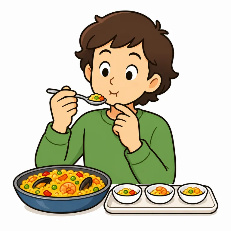 sample（試す、試食する・verb）の覚え方イラスト
