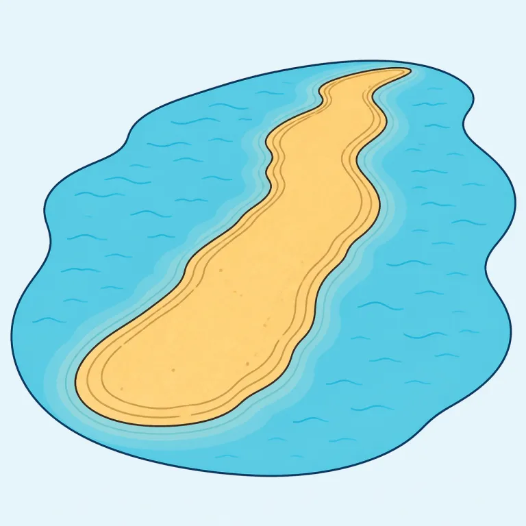 sandbank（砂州・noun）の覚え方イラスト