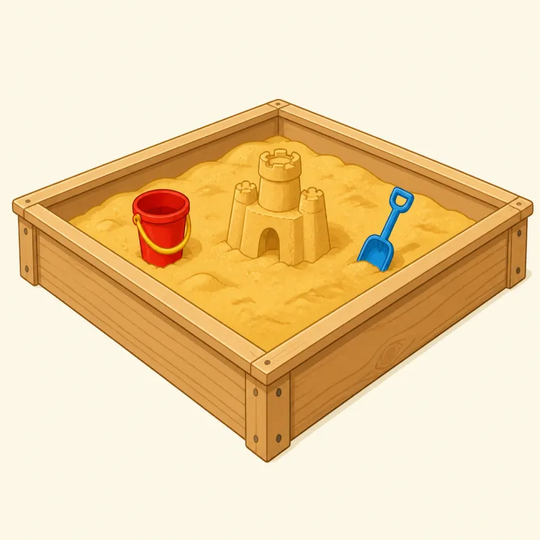 sandbox（砂場・名詞）の覚え方イラスト