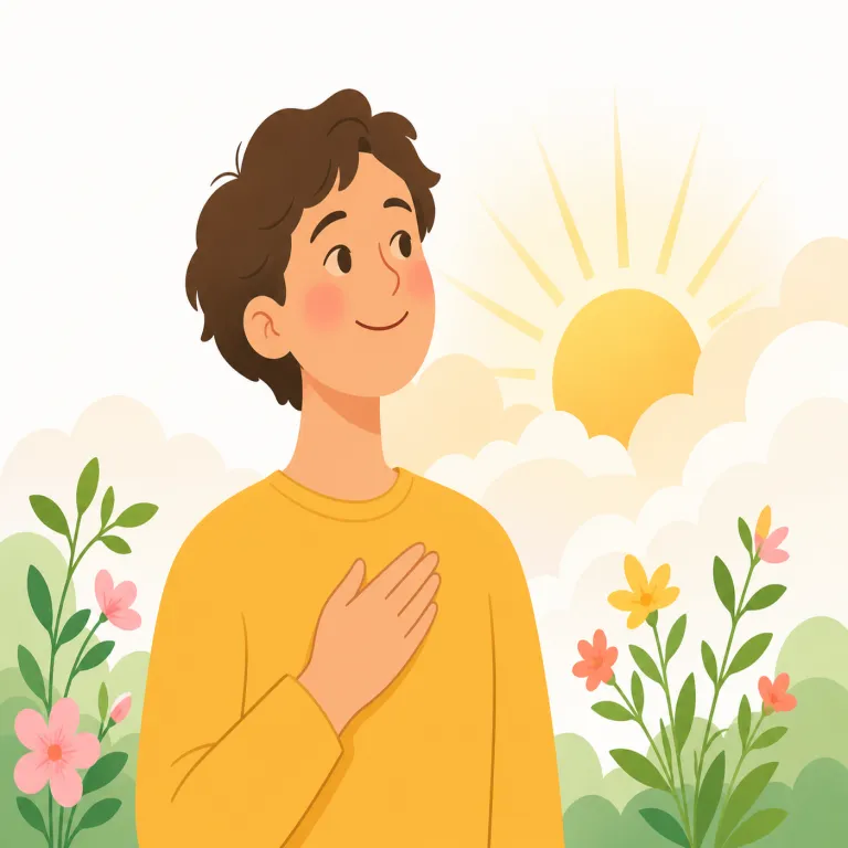 sanguine（楽観的な、血色の良い・形容詞）の覚え方イラスト — まずは optimistic にかなり近い語として覚えると入れやすいです