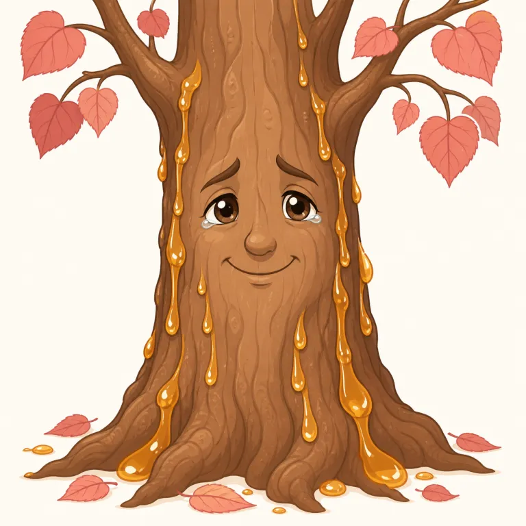 sappy（樹液の多い、感傷的な・形容詞）の覚え方イラスト — sappy は「感動的」よりも、「甘すぎてベタで、ちょっと泣かせに来る」感じで覚えると残りやすいです