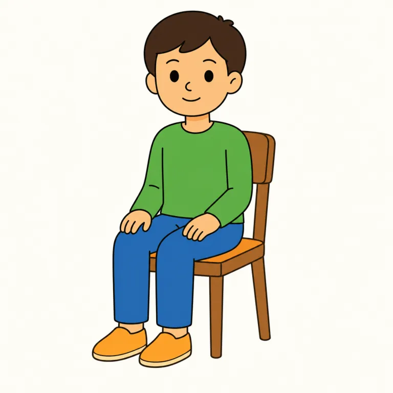 sat（座った・動詞）の覚え方イラスト — sat は sit の過去形として、まず sit-sat-sat でまとめて覚えるのが最短です